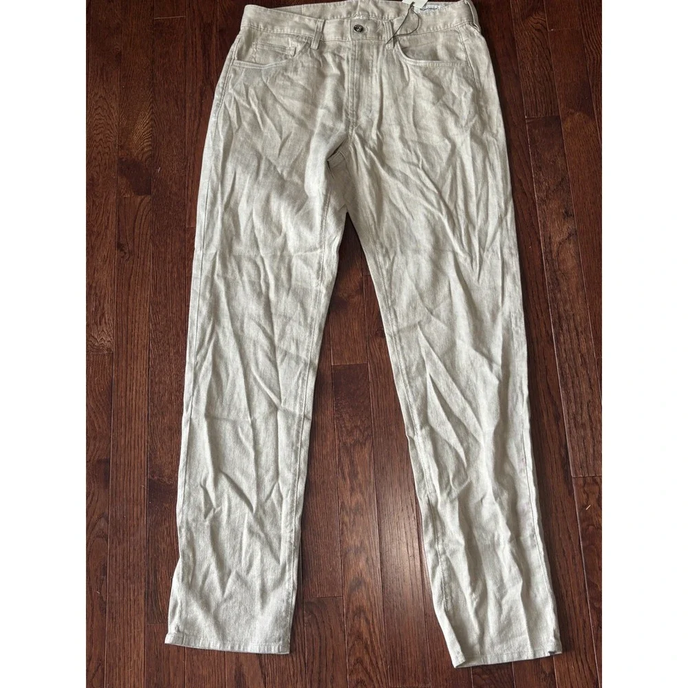 NWT Bonobos Coastal 5-Pocket Pants Men's 31x32 Slim Linen Cotton Stretch Beige
